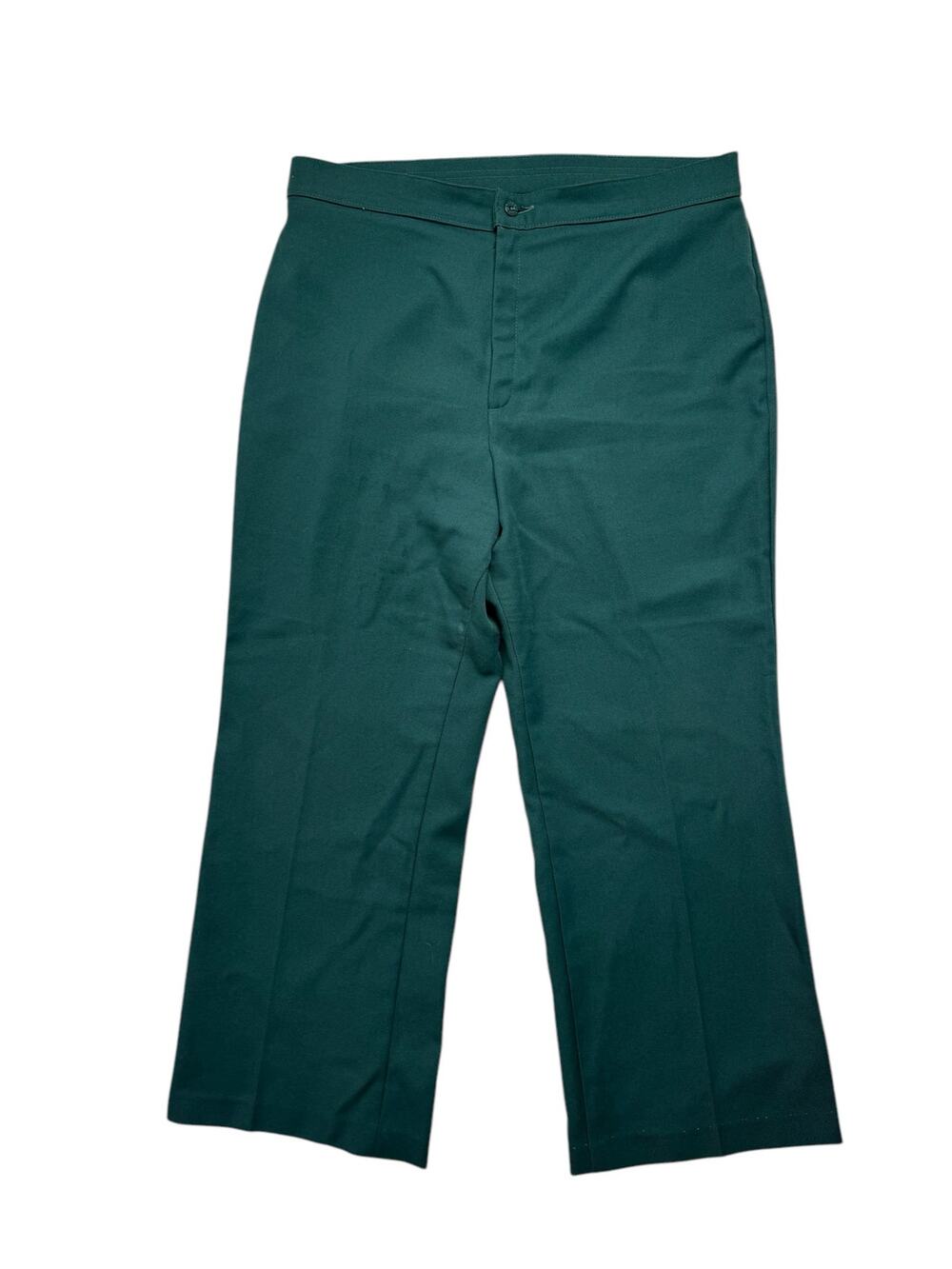 Vintage LEVI STRAUSS Green Wide Leg Polyester Work Pants Size 36 Mens Cropped